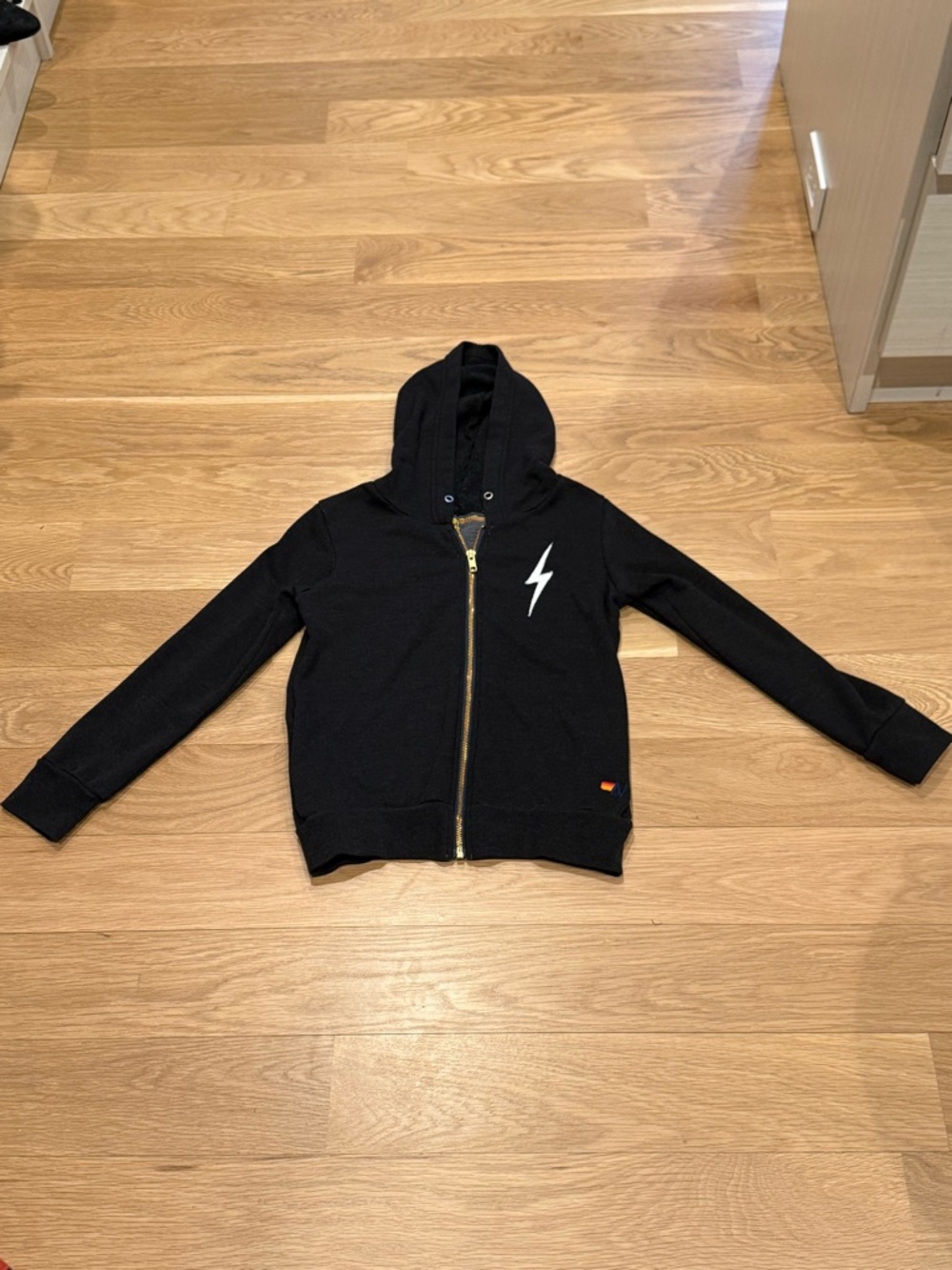 Youth Aviator Nation Charcoal Zip-Up Hoodie with Lightning Bolt